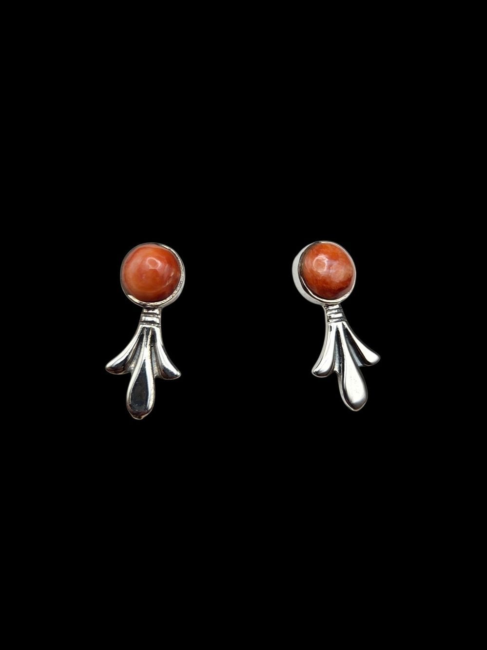 Sterling Silver Spiny Oyster Drop Stud Earrings Southwest Style